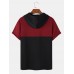 Mens Ethnic Pattern Ribbon Patchwork Short Sleeve Hooded T  Shirts